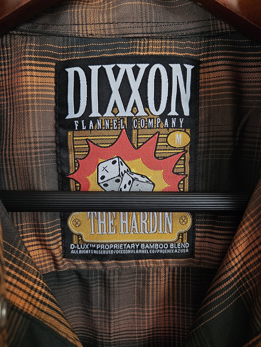 DIXXON The Hardin Bamboo Button Snap Women’s Medium Brown Tan Orange Moto NWT M - Picture 6 of 9